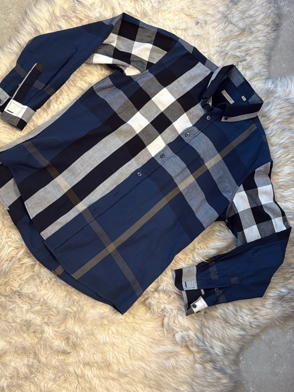 XL Mens Burberry Brit  long sleeve Large-Check Button-Down Shirt